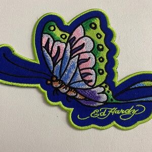 Ed Hardy Butterfly Iron on Patch Appliqué Embroidered Sewing (Large)